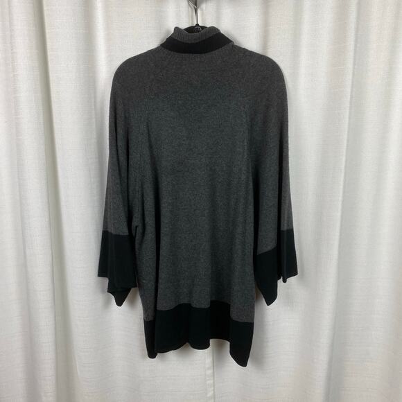 Kinross Cashmere Gray&Black 3/4 Sleeve Turtleneck Cashmere Sweater Sz.XL - Picture 6 of 8